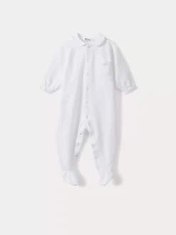 Bonpoint Baby Round Neck Sleepsuit White |Newborn & Baby Onesies And Pajamas