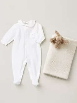 Bonpoint Baby Round Neck Sleepsuit White |Newborn & Baby Onesies And Pajamas
