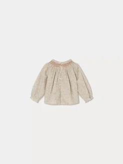 Bonpoint Blouse Smockee Griotte Fleurs Rose |Newborn & Baby Tops