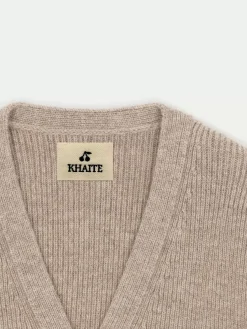 Bonpoint X Khaite Sienna Cardigan Heathered Beige |Child Cardigans And Sweaters