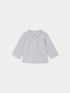 Bonpoint Boubou Shirt Grey Stripes |Newborn & Baby Tops