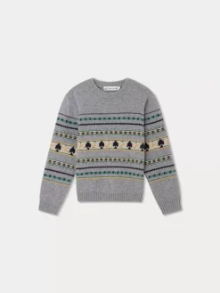 Bonpoint Branco Sweater Grey-Blue Multicolored |Child Cardigans And Sweaters