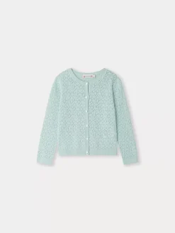 Bonpoint Cardigan Cherry Vert Celadon |Child Cardigans And Sweaters