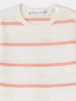 Bonpoint Carl Romper Pink Stripes |Newborn & Baby Sets And Jumpsuits