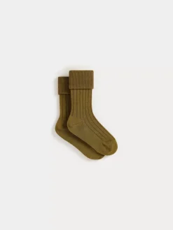 Bonpoint Chaussettes A Cotes Thorild Vert Bronze |Child Socks And Underwear