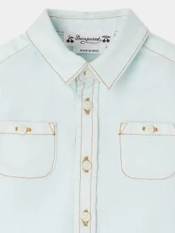 Bonpoint Chemise Mico Bleu Aqua |Newborn & Baby Tops