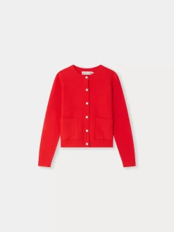 Bonpoint Clarisse Cardigan Poppy Red |Child Cardigans And Sweaters