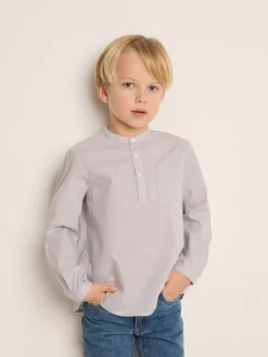 Bonpoint Claude Shirt Grey Stripes |Child Tops