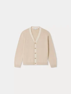 Bonpoint Corbin Cardigan Sand Stripes |Child Cardigans And Sweaters