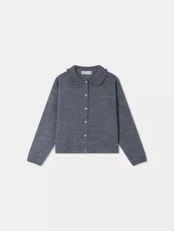 Bonpoint Diana Cardigan Medium Heathered Gray |Child Cardigans And Sweaters