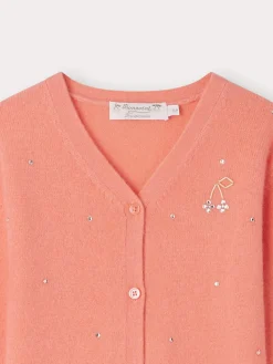 Bonpoint Divine Cardigan Silkscreen Coral |Child Cardigans And Sweaters