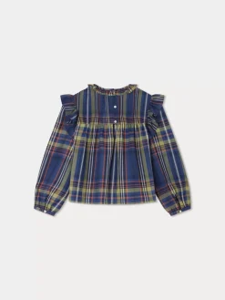Bonpoint Domitille Blouse Navy Tartan |Child Tops