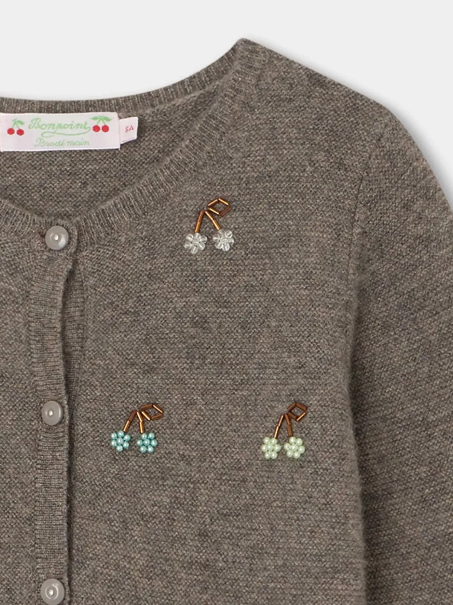 Bonpoint Dounia Cardigan Brown |Child Cardigans And Sweaters
