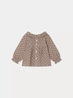 Bonpoint Embroidered Milly Blouse Taupe Flowers |Newborn & Baby Tops