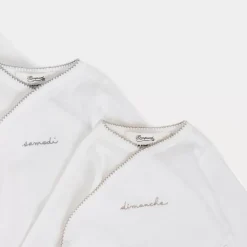 Bonpoint Lot Of 7 White Crossover Bodysuits |Newborn & Baby Onesies And Pajamas