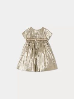 Bonpoint Maruska Smocked Dress Gold |Newborn & Baby Dresses