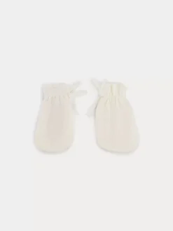 Bonpoint Organic Cotton Mittens Milk White |Newborn & Baby Socks And Accessories