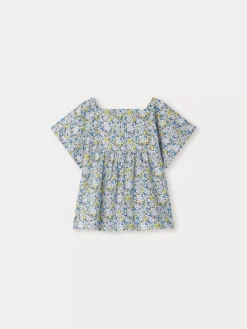 Bonpoint Pays Smocked Blouse Blue Flowers |Child Tops