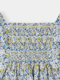 Bonpoint Pays Smocked Blouse Blue Flowers |Child Tops