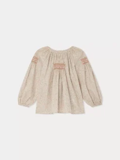 Bonpoint Poldie Smocked Blouse Pink Flowers |Child Tops