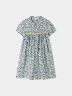 Bonpoint Robe Smockee Candice Fleur Bleu |Child Dresses