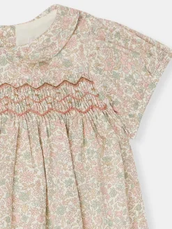 Bonpoint Robe Smockee Joyeuse Fleurs Rose |Newborn & Baby Dresses