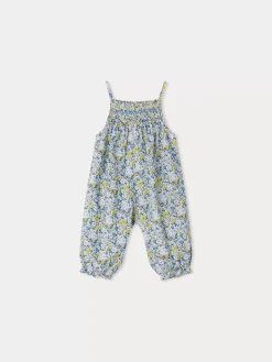 Bonpoint Salopette Smockee Lilisy Fleur Bleu |Newborn & Baby Bloomers, Shorts, And Pants