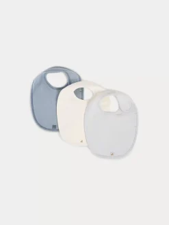 Bonpoint Set Of Three Cotton Bibs For Baby Sky Blue |Newborn & Baby Childcare