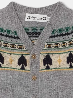 Bonpoint Tahiel Cardigan Grey-Blue Multicolored |Newborn & Baby Sweaters And Cardigans