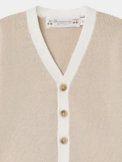 Bonpoint Teotim Cardigan Sand Stripes |Newborn & Baby Sweaters And Cardigans