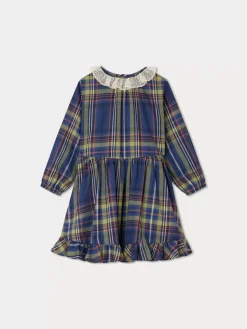 Bonpoint Thays Dress Navy Tartan |Child Dresses