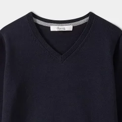 Bonpoint V-Neck Sweater For Boys Navy |Child Cardigans And Sweaters